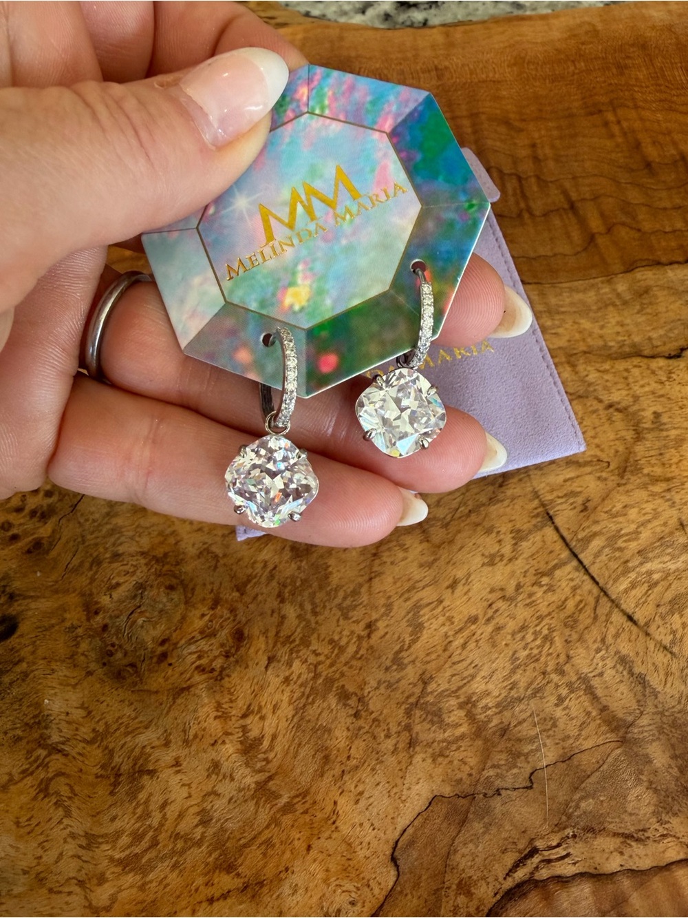 Melinda Maria Silver Clear Crystal Drop Earrings